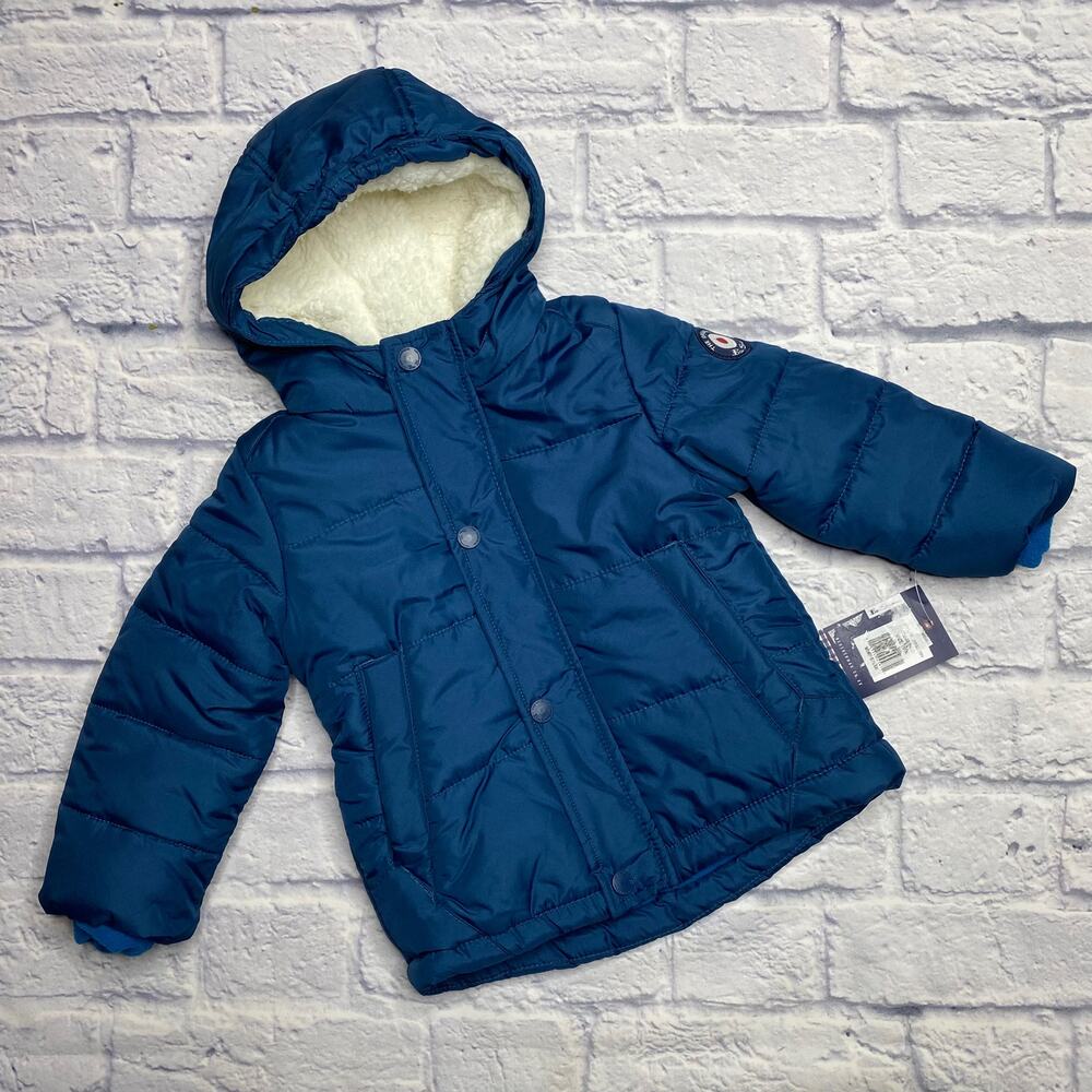 Ben Sherman Hooded Puffer Winter Jacket in Deep Teal